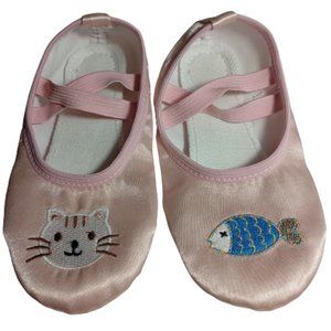 Midkutu Ballet Shoes For Girls US Size 11.5M Little Kids Pink With Cat and Fish